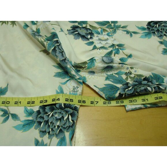 Vtg Made in Japan Blue Green Floral Open Kimono Robe Polyester Asian Gown One Sz - Picture 9 of 12